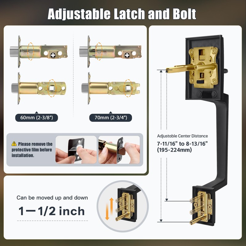 Gaurqiah Front Door Handle Set with Reversible Lever, Heavy-Duty Exterior