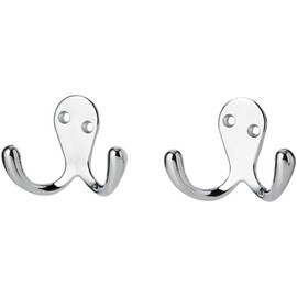 Merriway BH04887 (2 Pcs) Twin Robe Hook Chromed - Pack of 2 Pieces