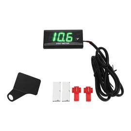 Universal LCD Motorcycle Voltmeter Ultra Thin Waterproof Voltmeter with Left Bracket DC12V Green