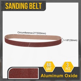 CoCud 1-1/8 x 21 Inch Sanding Belt, 3 Pcs 60 Grit Knife Sharpener Belts Work Sharpening for Belt Sander Knife Carving Tool Metal Working