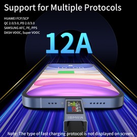 YOJOCK USB C Tester Meter Voltmeter Type C Multimeter 4-30V 0-12A USB Current Meter Display Voltage and Current Tester PD QC USB C Power Meter Capacity Voltage Tester Current Meter