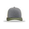 RICHARDSON Snapback Trucker Cap Adjustable Heather Grey/Birch/Army Olive, One Size