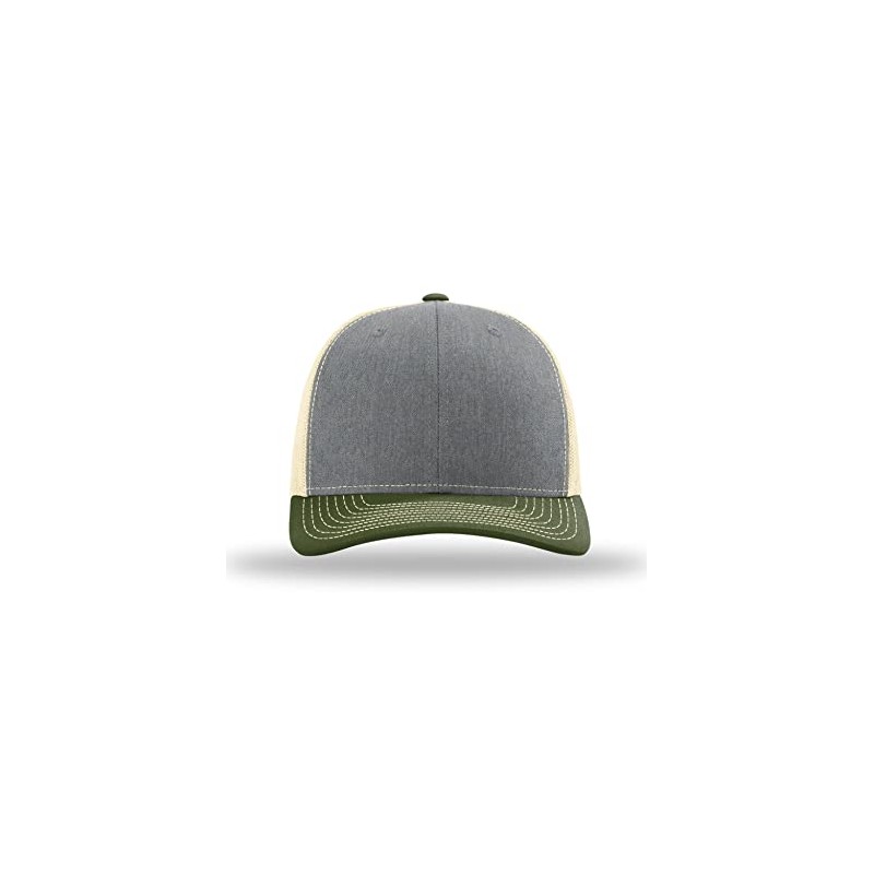 RICHARDSON Snapback Trucker Cap Adjustable Heather Grey/Birch/Army Olive, One Size