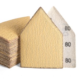 POLIWELL 50PCS 90mm x 65mm 80 Grit Triangle Sanding Sheets Hook & Loop Replace Milwaukee M12 Orbital Detail Sander Accessories, Alumina Abrasive Sandpaper for Wood Finishing, Detail Sanding