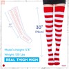 Kayhoma Extra Long Cotton Stripe Thigh High Socks Christmas Sytle
