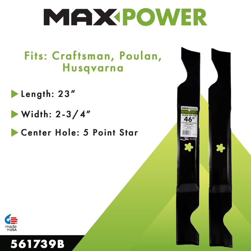 MaxPower 561739B 2 Blade Set for 46" Cut Craftsman, Husqvarna,