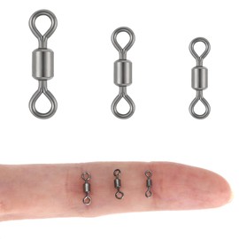 100PCS Swivels Fishing Tackle, 3 Size Micro Swivels for Fly Fishing Small Barrel Swivel Tackles Power Crane Swivel, Barrel Hook Line Connector for Fresh and Saltwater Lure Leader Connector