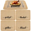 Jetec 4 Pieces Thanksgiving Burlap Placemats 13.8 x 19.5 Inches