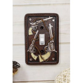 Ebros Gift Set of 2 Western Cowboy Six Shooter Pistols Single Toggle Switch Wall Plates