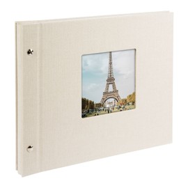 Goldbuch Bella Vista 26723 Screw-In Photo Album 30 x 25 cm 40 Black Pages with Glassine Dividers Expandable Album Canvas Photo Book Sand Grey
