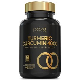 Advanced Turmeric and Black Pepper Capsules 4000mg, ONE per Day with Ginger Root | 90 Turmeric Tablets for Joint Care & Mobilty | Potent Tumeric Supplement Joints | 3 Month Supply | Made in The UK