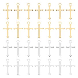 UNICRAFTALE 100Pcs 2 Colors Cross Pendants Metal Crosses Faith Charm Smooth Small Crucifix Cross Charms Dangle Charms for DIY Earring Bracelet Necklace Jewelry Making
