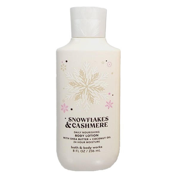 Bath and Body Works Snowflakes & Cashmere 24 hr Moisture Super Smooth Body Lotion with Shea Butter and Vitamin E 8 fl oz / 236 mL