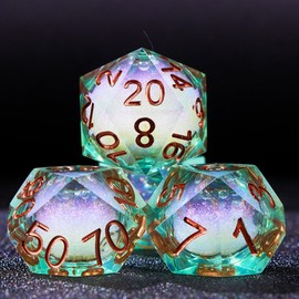 Liquid Core DND Dice Set for Role Playing Games, Dungeons and Dragons Dice Det for D&D Gifts (LightGreenDice)