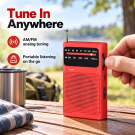 Portable AM/FM Pocket Radio – AA Battery Powered Analog Radio for Travel, Emergencies and Everyday Listening