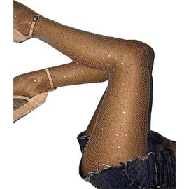 Betteraim Women's Rhinestone Fishnet Tights Sparkle Fishnet Stockings Carnival Glitter Tights