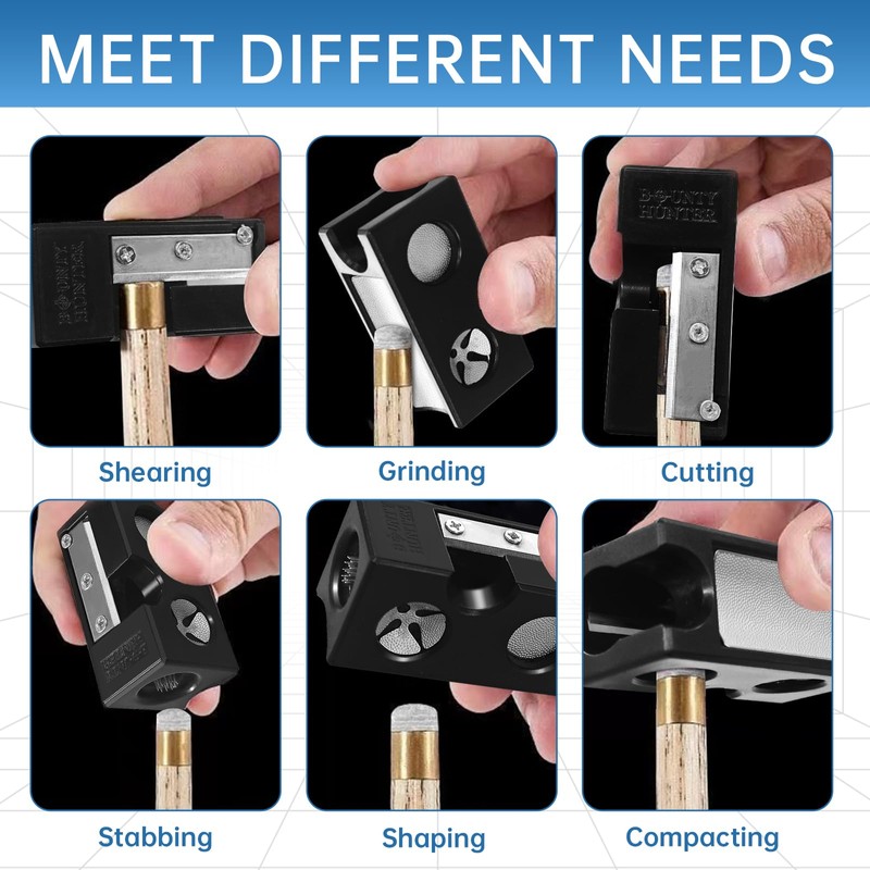 6 in 1 Pool Cue Tip Shaper, Professional Pool Cue