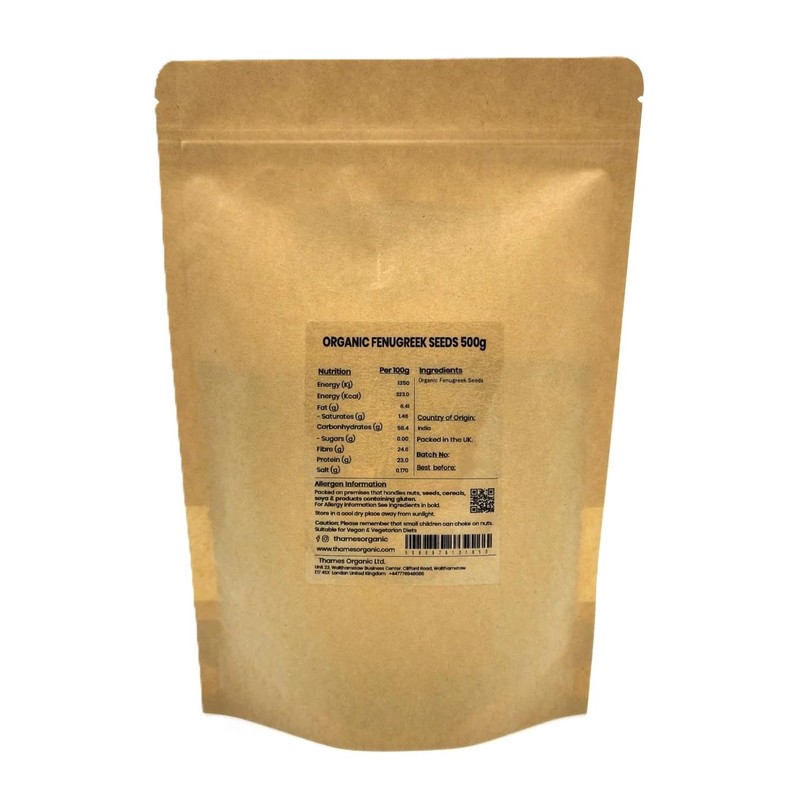 Organic Fenugreek Seeds 250g, Certified Organic, Non-GMO, Vegan, No Additives,