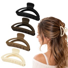 4 Pcs Hollowed Out Curved Shark Hair Clips, Non-Slip With Strong Grip for Women and Girls Thick Thin Hair