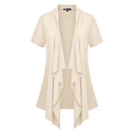 Urban CoCo Women's Short Sleeve Draped Open Front Cardigan Lightweight Summer Vest for Women (M, Silver Mink)