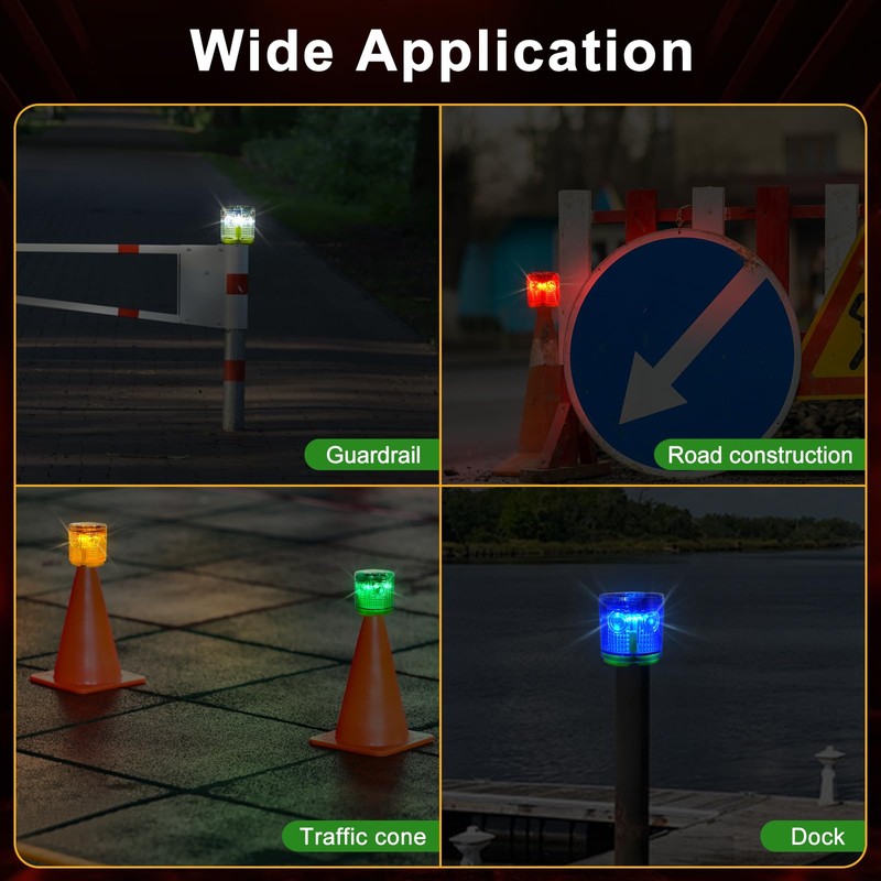 Aolyty Solar Strobe Warning Light 360 Degree Single Column Super