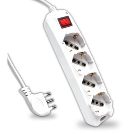 V-TAC Power Strip with Switch and Cable of 1.5 Metres, 4 Sockets 10/16 A, Shuko - Plug 16 A, Electric Socket for Home, Office, Shop, White