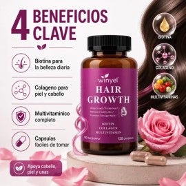 Vitaminas para el Cabello Biotina Colágeno  Hair Vitamins Biotin Collagen 120 Caps                                                                    