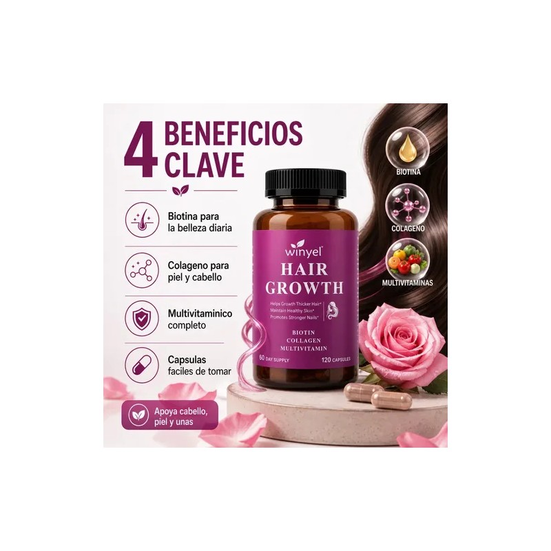 Vitaminas para el Cabello Biotina Colágeno Hair Vitamins Biotin Collagen