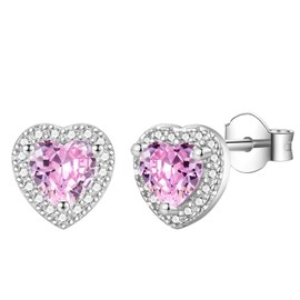 Earrings for Women, Cubic Zirconia Heart Stud Earrings Dainty Hypoallergenic Heart Studs│Sweet Love Heart Earrings Jewellery for Christmas Anniversary│Sparkling Earrings for Brides Bridesmaids