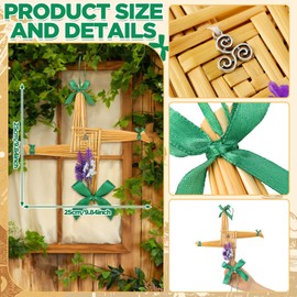 Knitgrip St. Brigid's Wall Cross Ornament Imbolc Decor Saint Brigid's Hanging Cross with Ribbon Celtic Knot Pendant and Flower Traditional Irish Blessing Decor for Imbolc 10 x 10 in(Yellow)