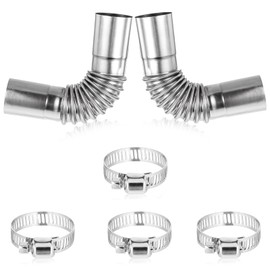 Pack of 2 Stainless Steel Exhaust Pipe Angle Connectors, 24 mm Auxiliary Heater Exhaust Pipe with 4 Stainless Steel Clips, Car Heater Exhaust Pipe, Gas Vent Hose for Replacing Car Exhaust Pipes