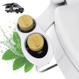 RV Bidet for Camper Toilet, Non-Electric Toilet Sprayer Attachment with Dual Nozzles, Adjustable Pressure, Front/Rear/Self Cleaning, Upgrade for Trailer, Motorhome, Camper, RV Bathroom (Black Base)