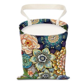 AUEKLLW Car Trash Can, Hanging Garbage Bin for Men and Women, Cute Car Organizer and Storage Bag, Canvas Vehicle Trash Can Bag Easy-to-Install Boho Colorful Floral