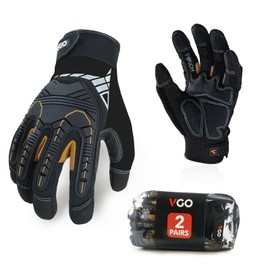 Vgo... 2 Pairs of High Mechanical Work Gloves for Heavy Duty Work, Vibration Protection Gloves, Heavy Duty (SL8849)