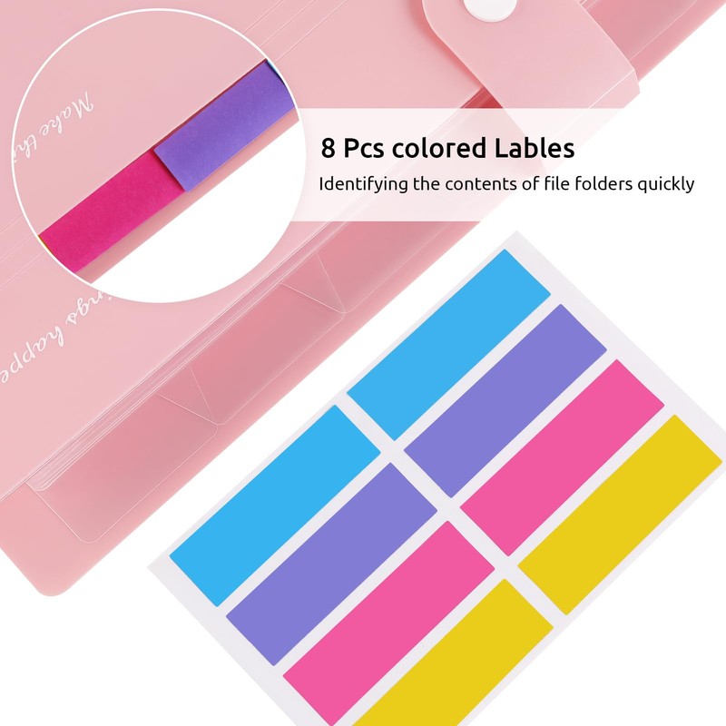 KONVINIT Document Folder, A4 Expanding Folder with 7 Compartments, Plastic