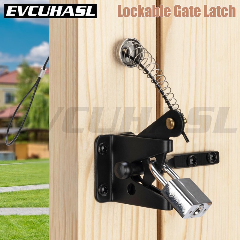 Self Locking Gate Latch with Spring Cable Pull, Heavy Duty