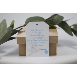 Burn this Candle Favor Tags with Stork (Set of 40) (Blue)