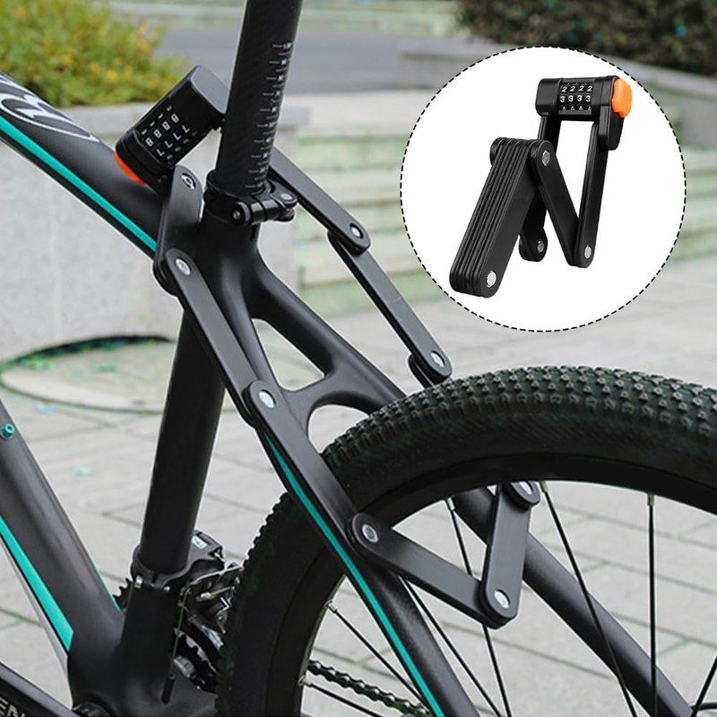 mizikuu Folding Bicycle Lock Combination Lock Made of Hardened Steel