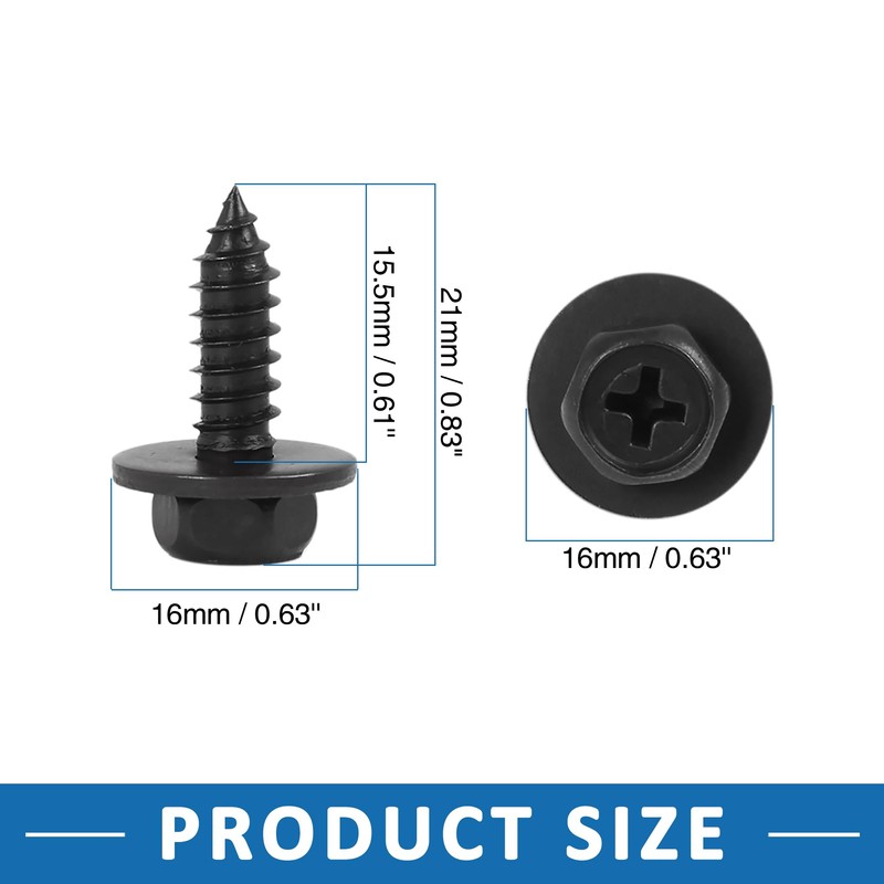 A ABSOPRO Hex Head Screw with Washer for Car Metal