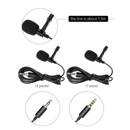 HUACAM 3 Pcs Lavalier Lapel Microphone, Professional Omnidirectional Condenser Lavalier Mic, 3.5mm Clip on Microphone for Smartphone Laptop PC, Mini Microphone for YouTube, Interview, Conference