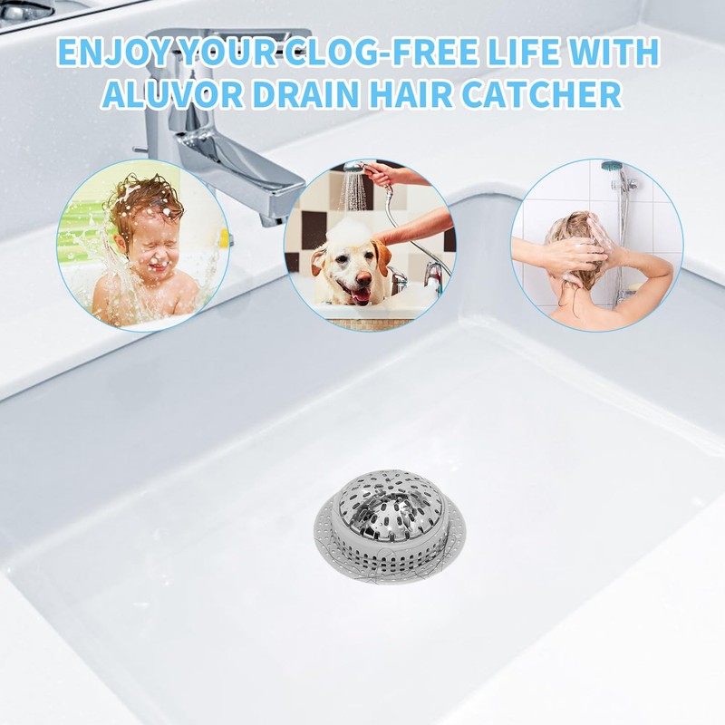 Aluvor Shower Drain Hair Catcher, Shower Drain Cover, Bathtub Drain