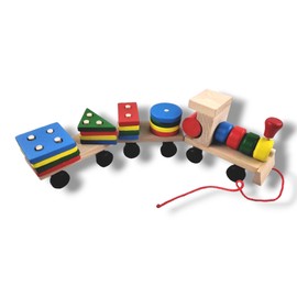 ASPA Trenecito de Madera Apilable con Bloques de construcción. Conocimiento de los Colores y Las Formas en la educación temprana