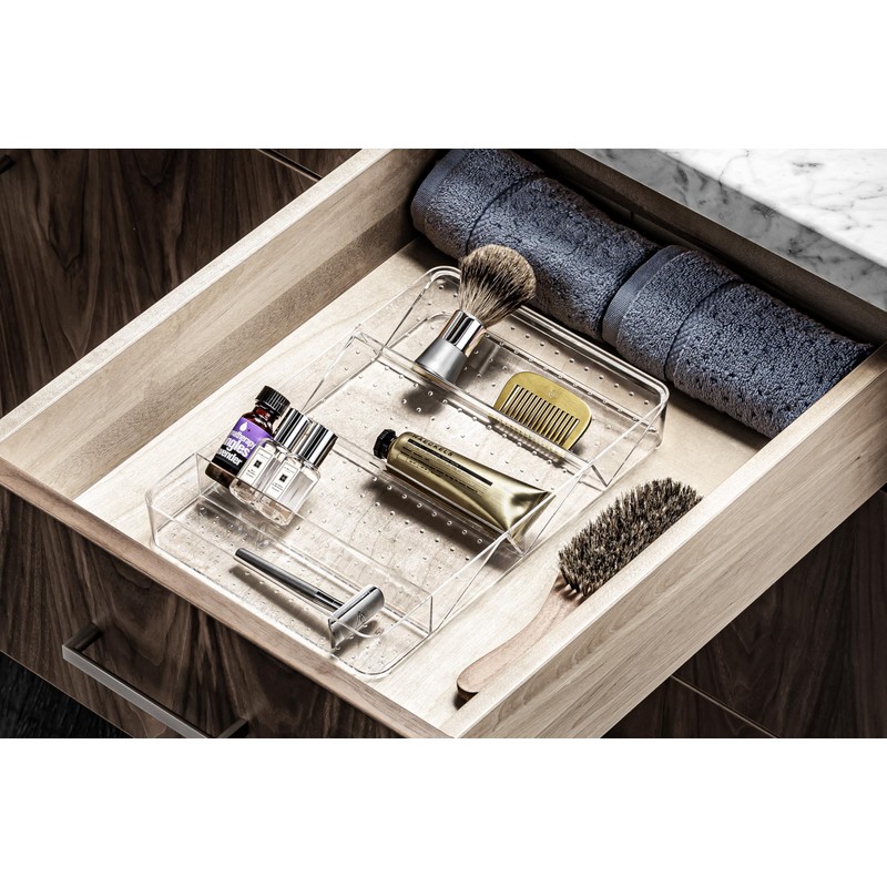 madesmart Angled Storage Tray, Make-up Bathroom Organizer, Lipstick, Razors, Q-Tips,
