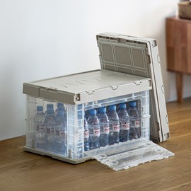 SHIMOYAMA 50Qt Folding Storage Box, 48L PP Collapsible Storage Bin for Camping Gear, Trunk and Picnic, Transparent Storage Container for Bedroom and Living Room