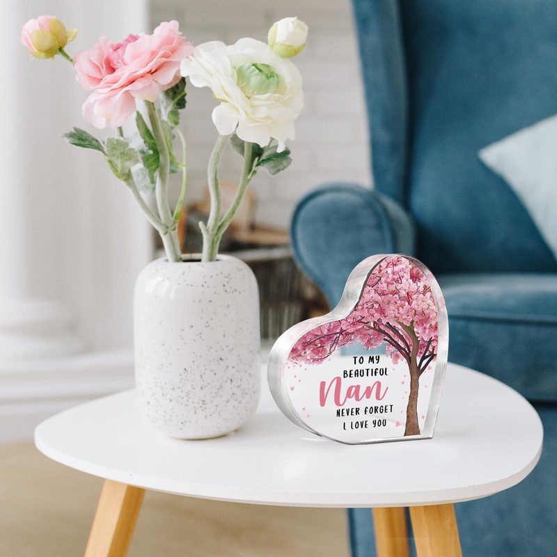 Gleevara Nan Gifts, Unique Nan Birthday Gifts from Grandchildren, Heart-Shaped