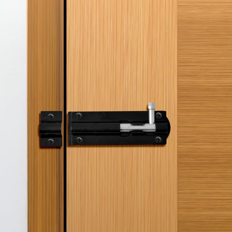 2 Pack Heavy Duty Tower Bolt Black 100mm (4"), Door