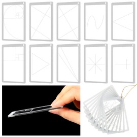 Tellegloww 10 Pcs Golden Ratio Composition Tool, Fibonacci Rule of Thirds Credit Card-Sized View Tool for Photography Painting Drawing Fits in Wallet or Camera Bag