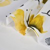 Yanutan Yellow Gray Floral Shower Curtain,Watercoor Flower Leaves Shower Curtain