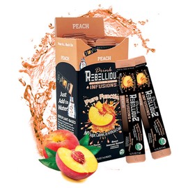 Rebellious Peach Organic Drink Mix – Organic Zero Calorie Energy Drink Mix | Monk Fruit & Green Tea Extract | L-Theanine + Natural Caffeine | 100% Plant-Based | Pack of 10 | Keto, Kosher, Gluten-Free