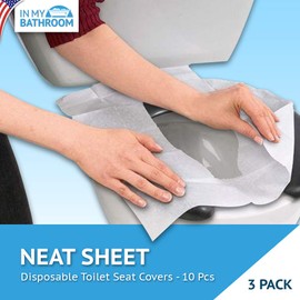 In My Bathroom | Neat Sheet - Toilet Seat Covers (Sanitary Toilet, Avoid Germs, Disposable Paper, Travel Size, Pack of 10x3) White